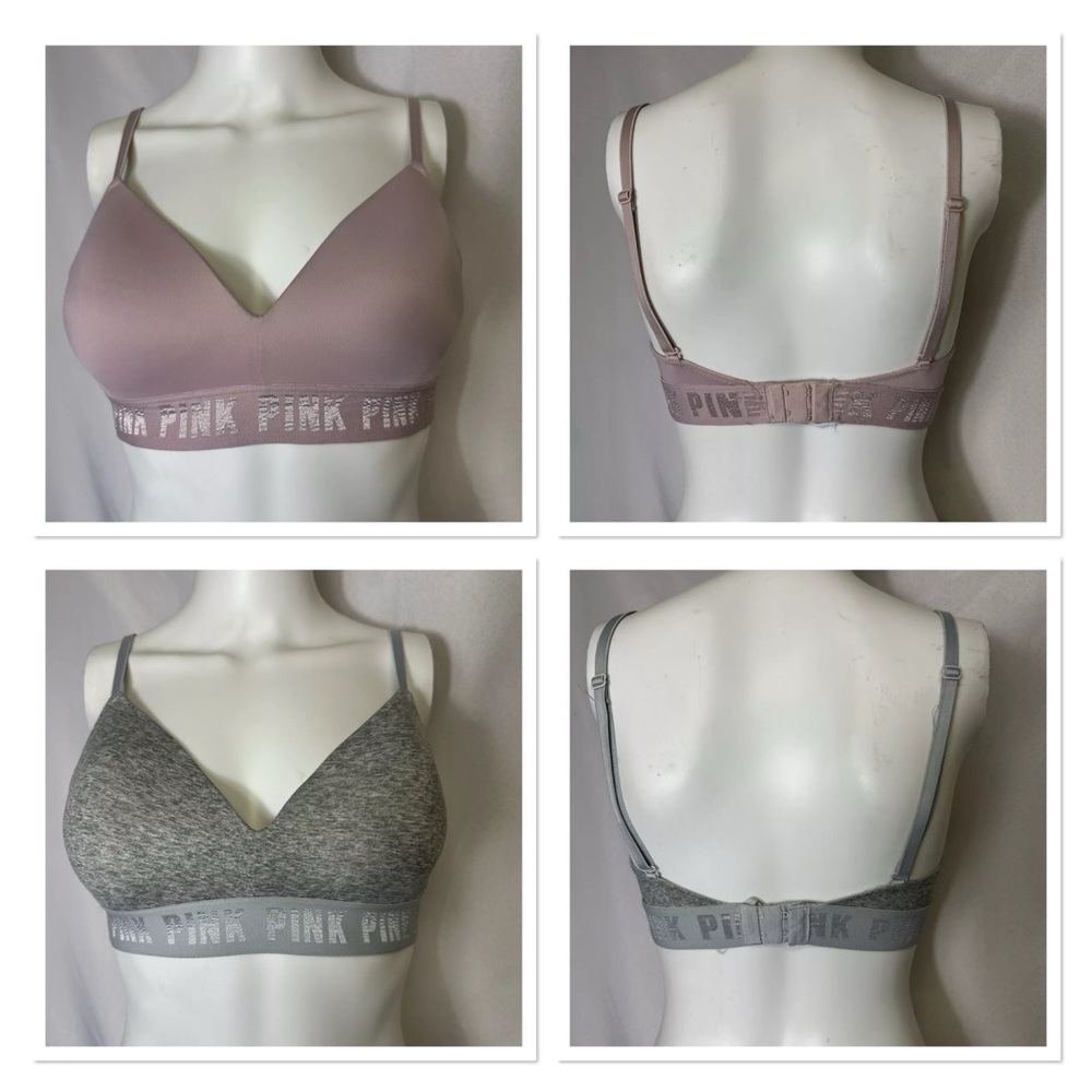 VICTORIA SECRET PINK BRAND SIZE 34C PINK AND GREY BRA LIKE NEW